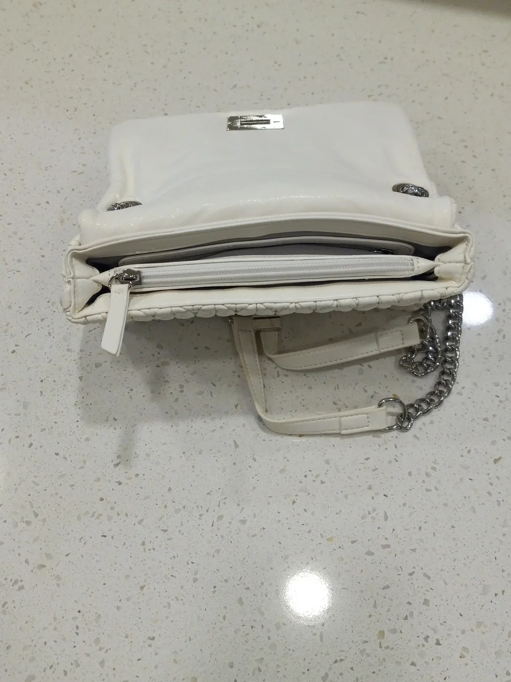 INC Ajae White Quilted Chain Shoulder Crossbody Bag - Picture 7 of 7